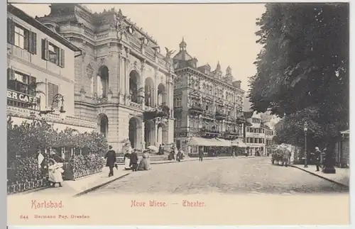 (15825) AK Karlsbad, Böhmen, Neue Wiese, Theater, bis 1905