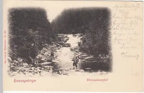 (110502) AK Weißwasserfall im Riesengebirge, Vodopad na Bílém Labi 1909