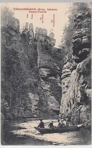 (110334) AK Böhmische Schweiz, Edmundsklamm, Klamm-Familie vor 1945