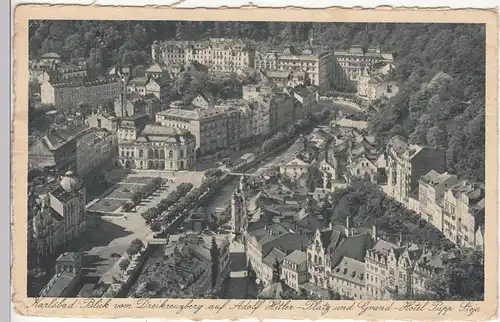 (109574) AK Karlsbad, Karlovy Vary, Platz, Grandhotel Pupp 1940er