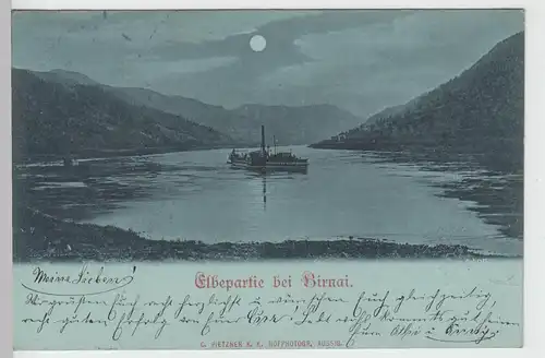 (105787) AK Birnai (Brná), Elbepartie, Mondscheinkarte 1899
