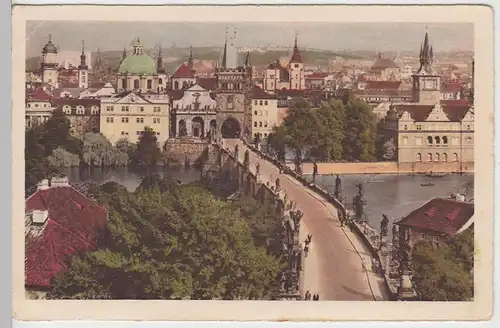 (103976) AK Prag, Praha, Blick über Karlsbrücke, aus Leporello vor 1945