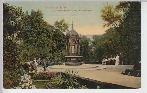 (103972) AK Brünn, Brno, Wetterhäuschen in den Glacis-Anlagen, 1910