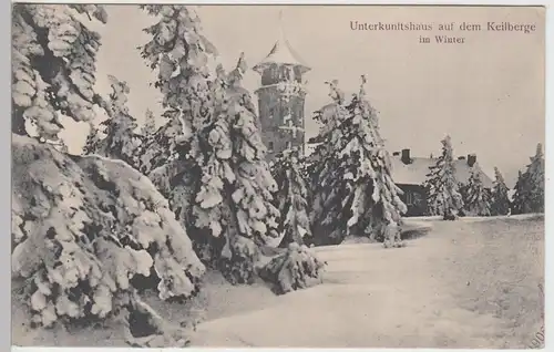 (103961) AK Keilberg, Klínovec, Hotel u. Aussichtsturm im Winter, 1905