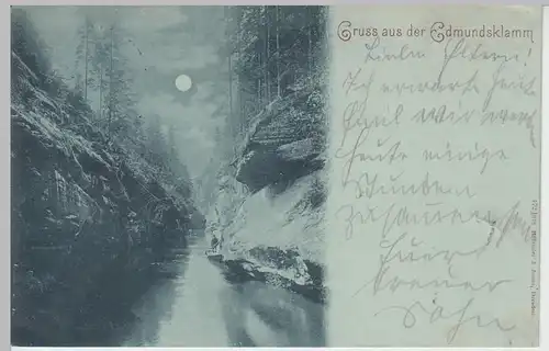 (103960) AK Gruss aus der Edmundsklamm, Mondscheinkarte, 1898