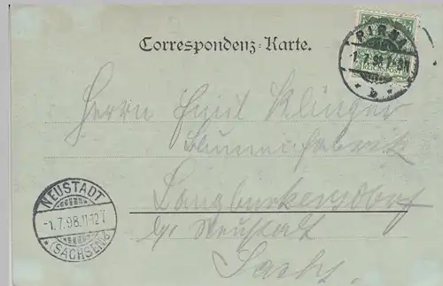 (103960) AK Gruss aus der Edmundsklamm, Mondscheinkarte, 1898