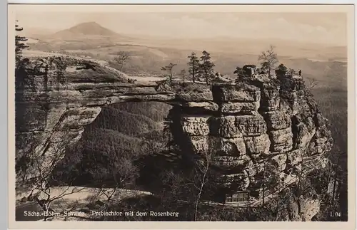 (101632) Foto AK Böhmische Schweiz, Prebischtor mit Rosenberg, vor 1945