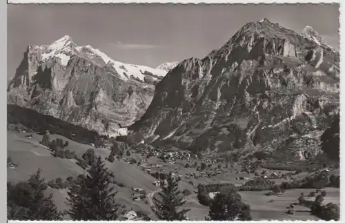 (14540) Foto AK Grindelwald, Panorama, Wetterhorn, Mettenberg 1953