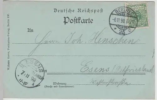 (93773) AK Berlin, Gruß aus Charlottenburg, Schloss, Mondschein Litho 1898