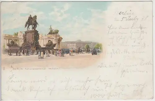 (93766) AK Berlin, Nationaldenkmal Wilhelm I., Litho 1898
