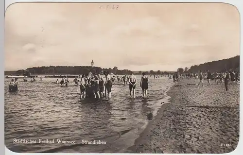 (92676) Foto AK Berlin, Freibad Wannsee, Strandleben 1927