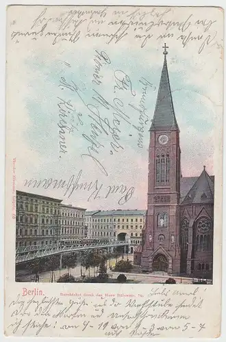 (91021) AK Berlin, Bülowstraße, Hochbahn Hausdurchfahrt, 1905