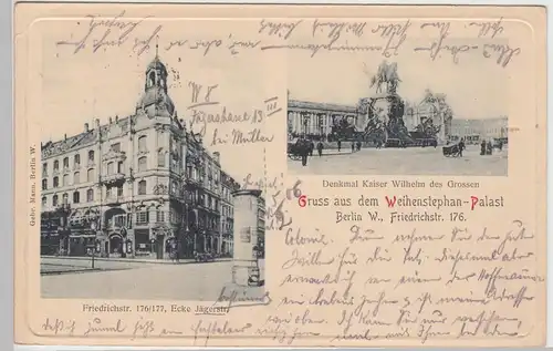 (88254) AK Berlin, Friedrichstraße Ecke Jägerstraße, Denkmal, 1906