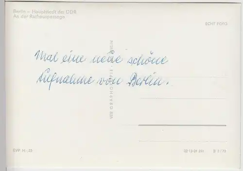 (86216) Foto AK Berlin DDR, An der Rathauspassage 1972