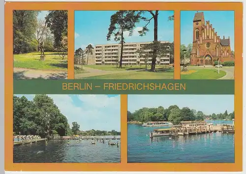 (86050) AK Berlin, Friedrichshagen, Christophoruskirche, Seebad 1990