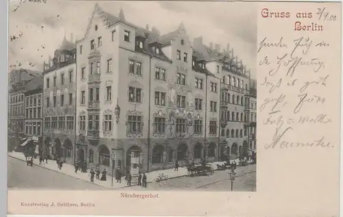 (83059) AK Gruss aus Berlin, Nürnbergerhof 1900