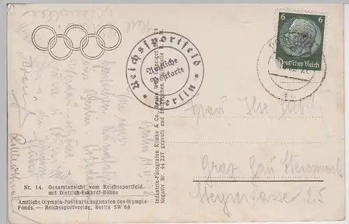 (78902) Foto AK Berlin, Reichssportfeld, Fliegeraufnahme 1938