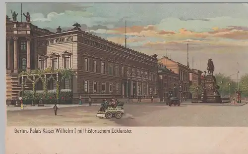 (76532) AK Berlin, Palais Kaiser Wilhelm I. m. hist. Eckfenster, Litho bis 1905