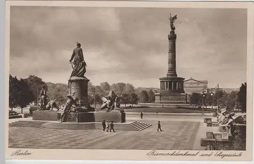 (66251) AK Berlin, Bismarckdenkmal und Siegessäule, 1935