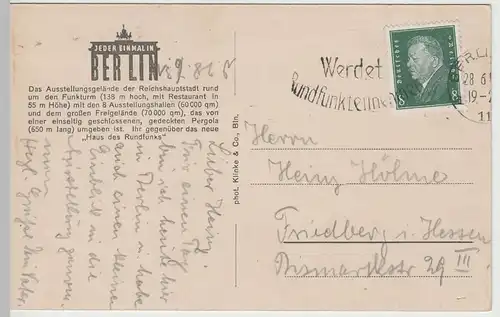 (64283) AK Berlin, Ausstellungsgelände, Funkturm 1931