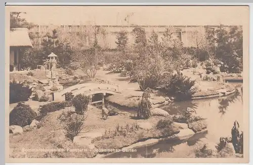(54671) Foto AK Berlin, Sommerblumen am Funkturm, Japanischer Garten 1934
