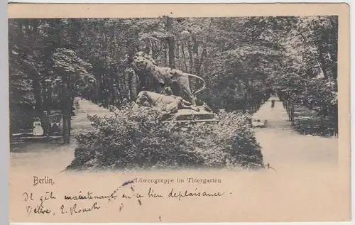 (31955) AK Berlin, Thiergarten, Löwengruppe, 1906