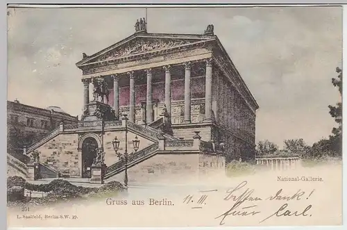 (31532) AK Gruss aus Berlin, National-Galerie, 1899
