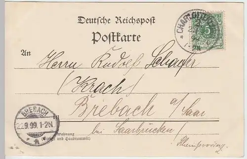 (31521) AK Gruss aus Berlin, Kaiser Wilhelm-Gedächtnisskirche, 1899