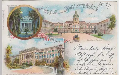 (31476) AK Gruss aus Berlin Charlottenburg, Mehrbildkarte, Litho 1897