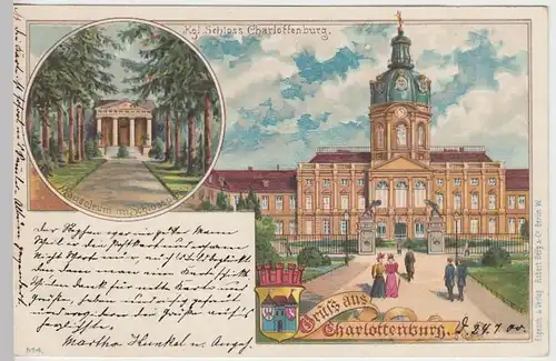 (31475) AK Gruss aus Berlin Charlottenburg, Schloss, Mausoleum, Litho 1900