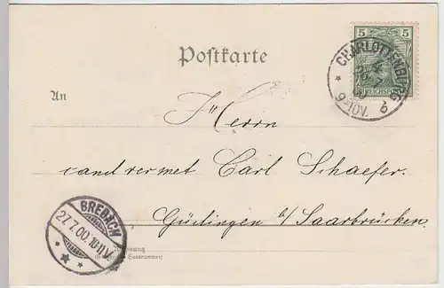 (31475) AK Gruss aus Berlin Charlottenburg, Schloss, Mausoleum, Litho 1900