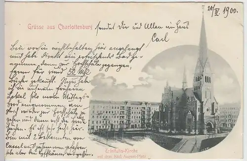 (31460) AK Grüsse aus Charlottenburg, Trinitatis-Kirche, 1900