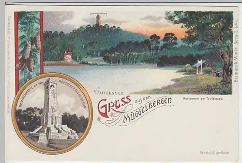 (24786) AK Gruß aus den Müggelbergen, Bismarckwarte, Litho bis 1905