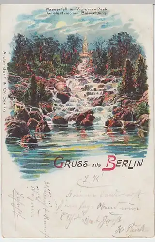 (23192) AK Gruß aus Berlin, Viktoriapark, Wasserfall 1901