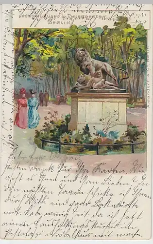 (23180) AK Berlin, Tiergarten, Löwengruppe Litho 1902