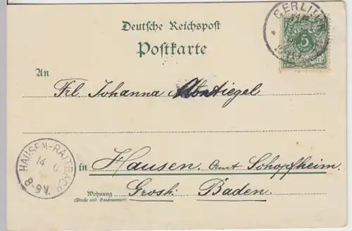 (16140) AK Gruß aus Berlin, Bahnhof Friedrichstraße, Kranzler, Litho 1898