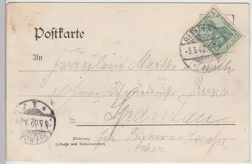 (115168) AK Berlin, Gruss aus dem Grunewald 1902