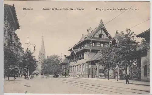 (114799) AK Berlin, Gedächtniskirche u. Eingang Zoo 1906