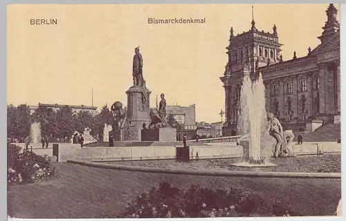 (114104) AK Berlin, Bismarckdenkmal, Reichstag, vor 1945