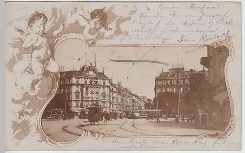 (113362) Foto AK Berlin, Palasthotel, Straßenbahn, Hotel Bellevue 1904