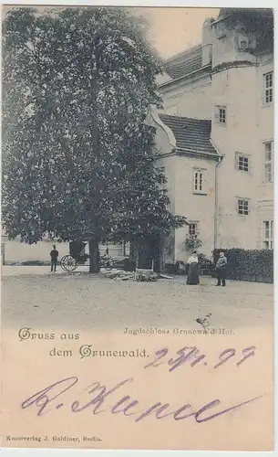 (113081) AK Berlin, Gruss aus dem Grunewald, Jagdschloss 1899