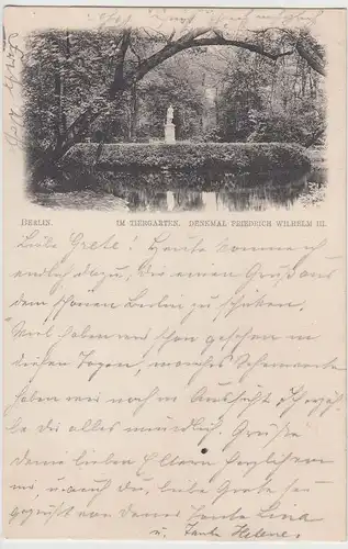 (112807) AK Berlin, Denkmal Friedrich Wilhelm III. im Tiergarten 1904