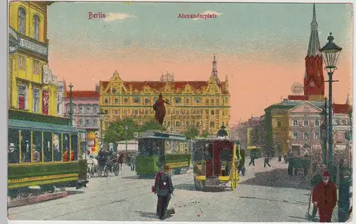 (112615) AK Berlin, Alexanderplatz, Straßenbahn, Berolina, Feldpost 1916