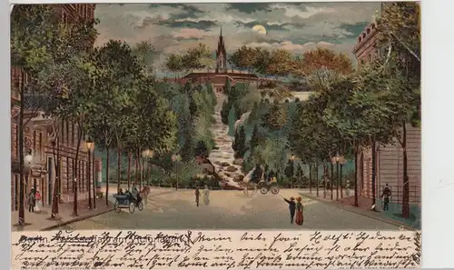 (111894) Künstler AK Berlin, Wasserfall Victoriapark, Litho. 1901