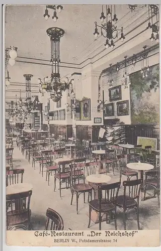 (111576) AK Berlin W., Cafe Restaurant Der Reichshof, Potsdamerstraße, Inneres 1