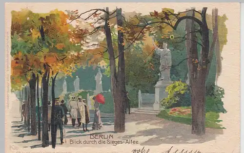 (111353) Künstler AK Kley: Berlin, Blick durch die Sieges-Allee 1901