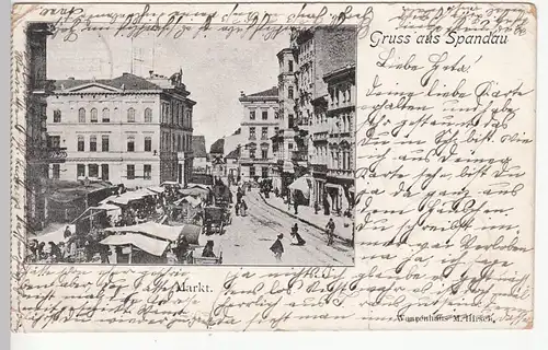 (110595) AK Berlin, Gruss aus Spandau, Markt 1900