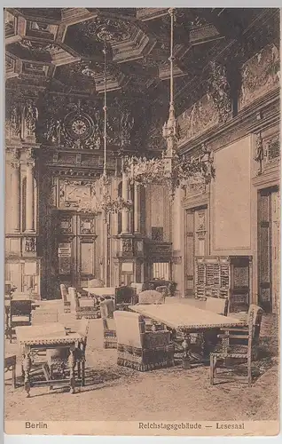 (110422) AK Berlin, Lesesaal im Reichstagsgebäude, 1917