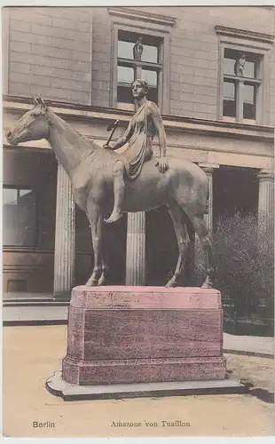 (110259) AK Berlin, Amazone, Statue von Tuaillon, 1909 Bahnpost Berlin - Eisenac