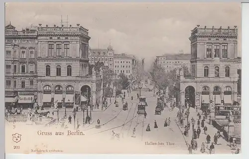 (109977) AK Gruß aus Berlin, Hallesches Tor, Straßenbahn, Pferdebahn, bis 1905